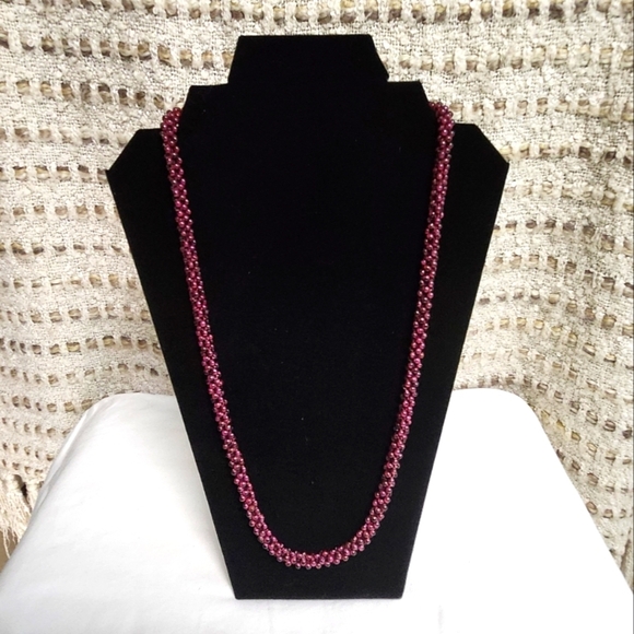 Jewelry - Vintage Rhodolite Garnet Woven 26" Necklace
